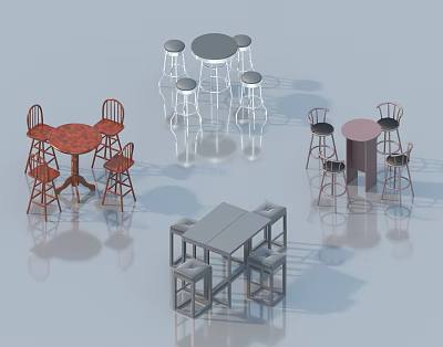 Modern bar chair combination table and chair combination 3d model