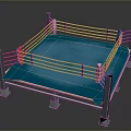 Professional Boxing Ring With Blue Canvas Mat Red Ropes And Metal Posts 3d model