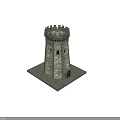 Stone Brick Tower Featuring Crenellated Top Arched Doorway Windows And Classic Medieval Design 3d model