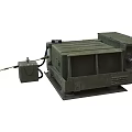 Green Rugged Electronic Device With Multiple Interfaces Cables And Antenna