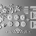 European-style carved column flower plate line corner line plaster pattern 3d model