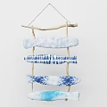 Creative Wooden Branch Wall Hanging With Blue White Tie Dye Fish Decorations
