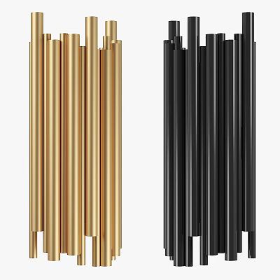 Modern Elegant Wall Sconce With Gold And Black Vertical Tube Design 3d model