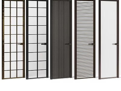 Modern Casement Doors With Different Design Styles Including Glass Panels Grid Patterns And Vertical Slats 3d model