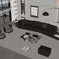 Minotti Sofa Coffee Table Set Dylan Sofa Leather Sofa Single Casual Chair Coffee Table 3d model