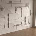 Stone Wall Background With Wooden Floor And Window In Modern Interior
