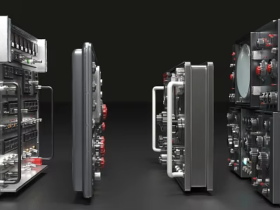 Modern Heavy Duty Industrial Equipment With Control Panels Pipes And Gauges 3d model