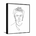 Minimalist Abstract Painting Of Female Portrait With Line Art Floral Headdress Earrings And Necklace