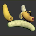 Fresh Yellow Bananas With Whole Peeled Fruit And Banana Peel On Shiny Surface