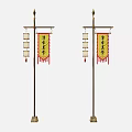 Chinese Style Decorative Outdoor Lights With Traditional Lanterns And Yellow Banners