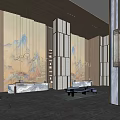 Luxury Hotel Lobby Interior With Decorative Wall Marble Columns Reception Desk And Ambient Lighting