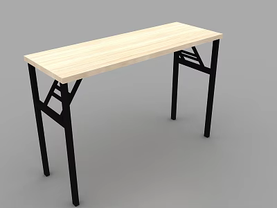 Modern Light Wood Table With Black Metal Legs And Simple Design 3d model