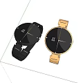 TK Brand Digital Watches With Black Dial And Gold Black Straps Design