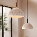 Modern White Pleated Shade Pendant Lights In Contemporary Indoor Setting