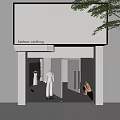 Fashion Clothing Storefront With Gray Facade Glass Window And White Mannequins