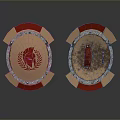 Ancient Medieval Ornate Shield With Red Gold Edges Emblem And Reflective Surface