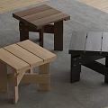 Modern Wooden Slatted Top Stools In Different Color Tones For Home Living Space