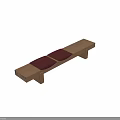Modern Wooden Bench With Red Cushioned Seats And Simple Home Furniture Design