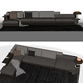 Modern Corner Sofa Multi-Person Sofa Sofa Casual Sofa Sofa Carpet Pillow Blanket 3d model