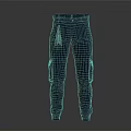 Dark Blue Casual Pants With Side Pockets And Belt Loop Design 3d model
