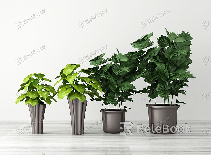 Modern potted green plant potted plant model