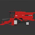 Red Agricultural Combine Harvester With Cutting Mechanism And Large Tires