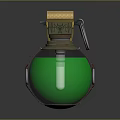 Military Hand Grenade With Green Body Yellow Top Red Details And Metal Ring