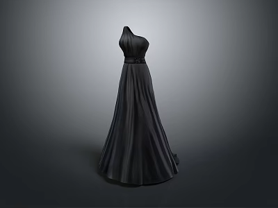 Man in Black Long Dress 3D Model with Back View Display Design 3d model