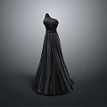 Man in Black Long Dress 3D Model with Back View Display Design
