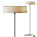 Modern Floor Lamp With Fabric Shade And Black Metal Stand For Living Room Decor