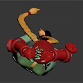 3D Game Animation Character With Green Bodysuit Red Gloves Blonde Hair And Black Boots