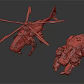 Detailed Futuristic Helicopter With Mechanical Design And Sci Fi Vehicle Model