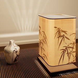 New Chinese Style Simple National Style Retro Bedside Lamp Zen Ancient Style Night Lamp Bamboo Leaf Small Table Lamp Simple National Style Bedside Lamp Zen Ancient Night Lamp 3d model