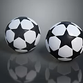 Two Classic Black And White Soccer Balls With Reflective Surfaces For Daily Sports Use