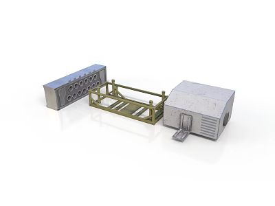 Architectural Building Components Including Concrete Structure Metal Frame And Small Model 3d model
