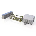 Architectural Building Components Including Concrete Structure Metal Frame And Small Model