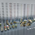 Comprehensive Collection of Various Weapons Including Firearms Military Equipment and Models 3d model