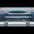 Modern Spacious Monitoring Room With Large Led Screen And Neatly Arranged Professional Operator Workstations