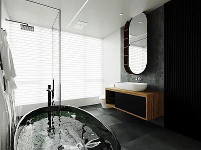 Modern Toilet Shower Room Bathtub Sink Wash Basin 3d model