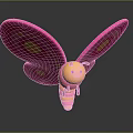 Cute 3D Game Bee Character With Pink Wings Yellow Spots And Orange Yellow Body