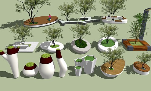 Modern Tree Pond Special-shaped Tree Pond 3d model