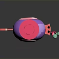 Playful Cartoon Animal With Purple Body Red Top Hat And Green Balls