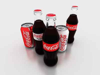 Coca Cola Carbonated Soft Drinks In Glass Bottles And Aluminum Cans 3d model