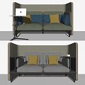 Modern Double Sofa Card Seat Sofa Double Sofa Office Sofa 3d model