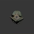 Ancient Bronze Beast Mask Sculpture Carving Featuring Symmetric Patterns And Greenish Patina