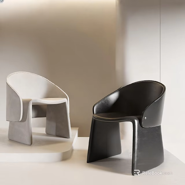 Light Gray And Black Contemporary Accent Chairs With Sleek Curved Backrest For Home Decor 3d model 