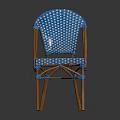 Blue Wicker Dining Chair With Wooden Legs And Armrests Modern Design