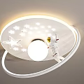 Kids Room Ceiling Light With Astronaut Globe Stars And Circular Ring Design
