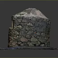 Round Stone Structure Featuring Small Window Door And Green Moss On Base 3d model