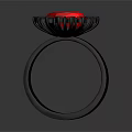 Elegant Black Ring Featuring Red Gemstone And Black Decorative Accents 3d model